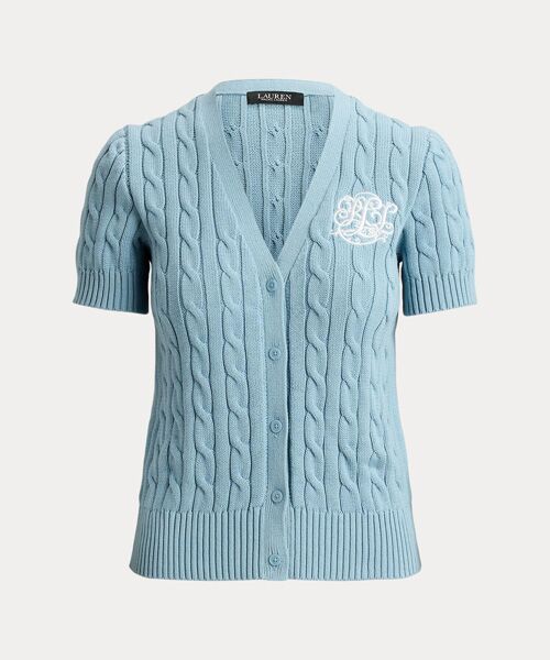 LAUREN RALPH LAUREN / ローレン ラルフ ローレン カーディガン・ボレロ | ケーブルニット コットン ショートスリーブ カーディガン | 詳細1