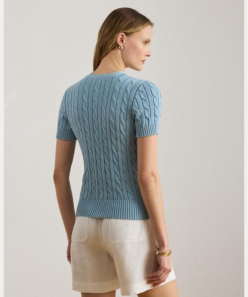 LAUREN RALPH LAUREN / ローレン ラルフ ローレン カーディガン・ボレロ | ケーブルニット コットン ショートスリーブ カーディガン | 詳細3