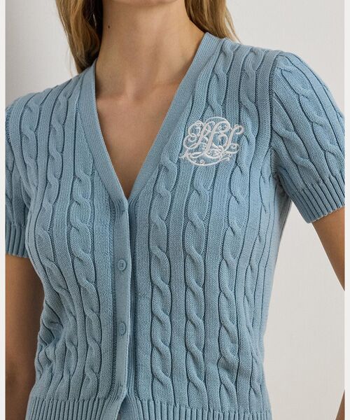 LAUREN RALPH LAUREN / ローレン ラルフ ローレン カーディガン・ボレロ | ケーブルニット コットン ショートスリーブ カーディガン | 詳細4