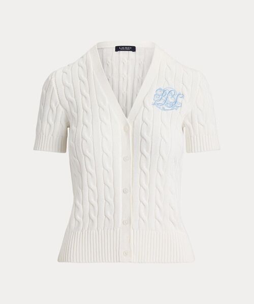 LAUREN RALPH LAUREN / ローレン ラルフ ローレン カーディガン・ボレロ | ケーブルニット コットン ショートスリーブ カーディガン | 詳細1
