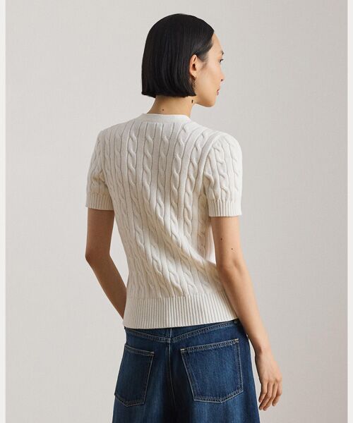 LAUREN RALPH LAUREN / ローレン ラルフ ローレン カーディガン・ボレロ | ケーブルニット コットン ショートスリーブ カーディガン | 詳細3