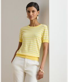 LAUREN RALPH LAUREN / ローレン ラルフ ローレン ニット・セーター | ストライプド コットン ショートスリーブ セーター