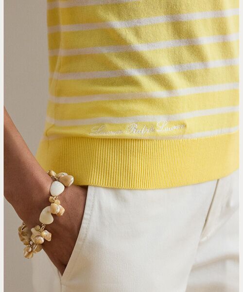 LAUREN RALPH LAUREN / ローレン ラルフ ローレン ニット・セーター | ストライプド コットン ショートスリーブ セーター | 詳細4