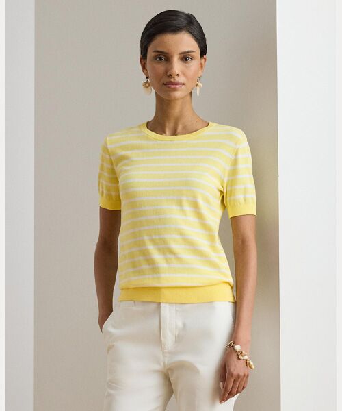 LAUREN RALPH LAUREN / ローレン ラルフ ローレン ニット・セーター | ストライプド コットン ショートスリーブ セーター | 詳細5