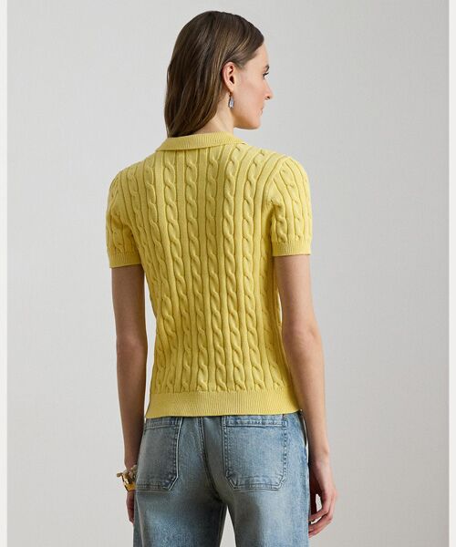LAUREN RALPH LAUREN / ローレン ラルフ ローレン ポロシャツ | ケーブルニット コットン ポロ セーター | 詳細3