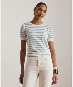 LAUREN RALPH LAUREN / ローレン ラルフ ローレン ニット・セーター | ストライプド コットン ショートスリーブ セーター