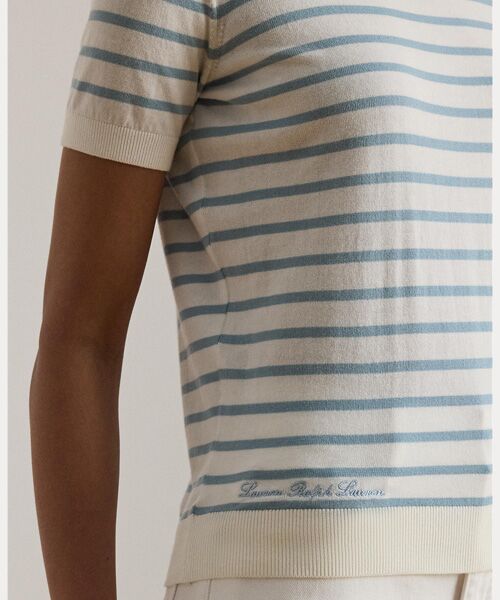 LAUREN RALPH LAUREN / ローレン ラルフ ローレン ニット・セーター | ストライプド コットン ショートスリーブ セーター | 詳細4