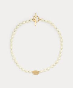 LAUREN RALPH LAUREN / ローレン ラルフ ローレン ネックレス・ペンダント・チョーカー | ゴールドプレーテッド ロゴ & フェイクパール ネックレス