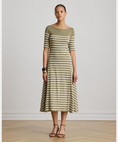 LAUREN RALPH LAUREN / ローレン ラルフ ローレン ロング・マキシ丈ワンピース | ブレトンストライプ コットン リブ ミディ ドレス