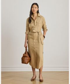 LAUREN RALPH LAUREN / ローレン ラルフ ローレン ロング・マキシ丈ワンピース | ベルテッド リネン ミディ シャツドレス