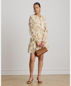 LAUREN RALPH LAUREN / ローレン ラルフ ローレン ミニ丈・ひざ丈ワンピース | フローラル フリルトリム ティアード ドレス