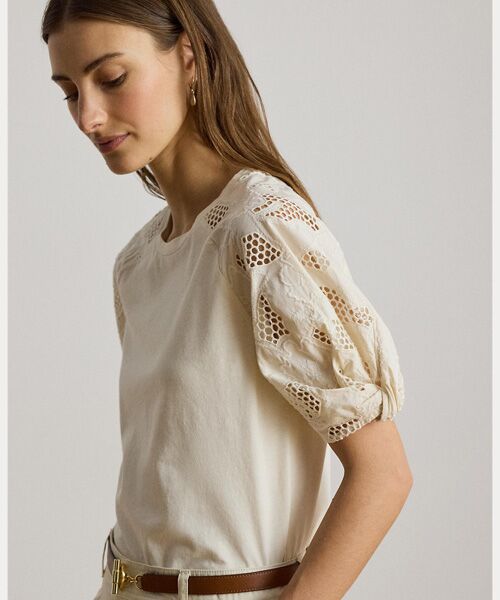 LAUREN RALPH LAUREN / ローレン ラルフ ローレン その他トップス | アイレットバブルスリーブ コットン トップ | 詳細4
