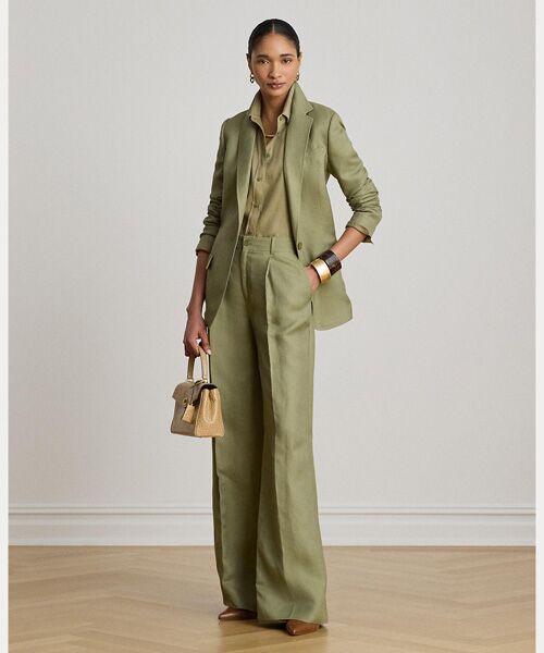 LAUREN RALPH LAUREN / ローレン ラルフ ローレン その他パンツ | リネンブレンド ツイル ワイドレッグ パンツ(310グリーン)