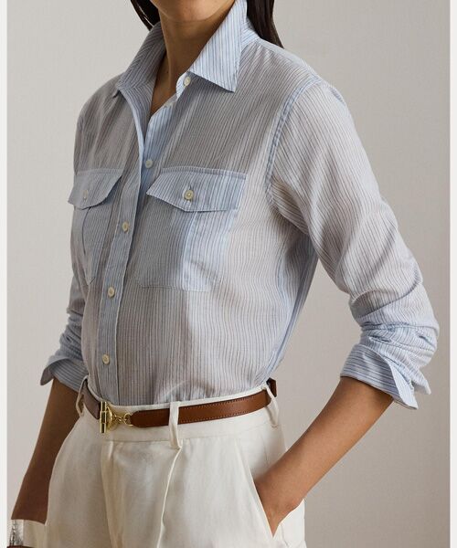 LAUREN RALPH LAUREN / ローレン ラルフ ローレン シャツ・ブラウス | クラシック フィット ストライプド コットン ボイル シャツ | 詳細4