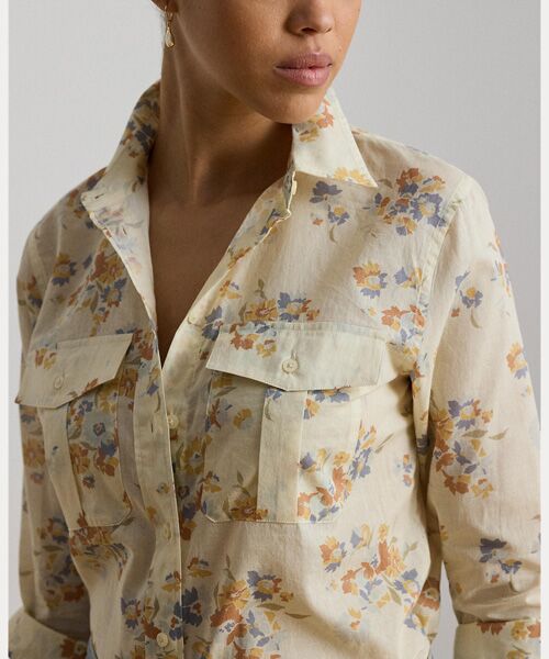 LAUREN RALPH LAUREN / ローレン ラルフ ローレン シャツ・ブラウス | クラシック フィット フローラル コットン ボイル シャツ | 詳細4