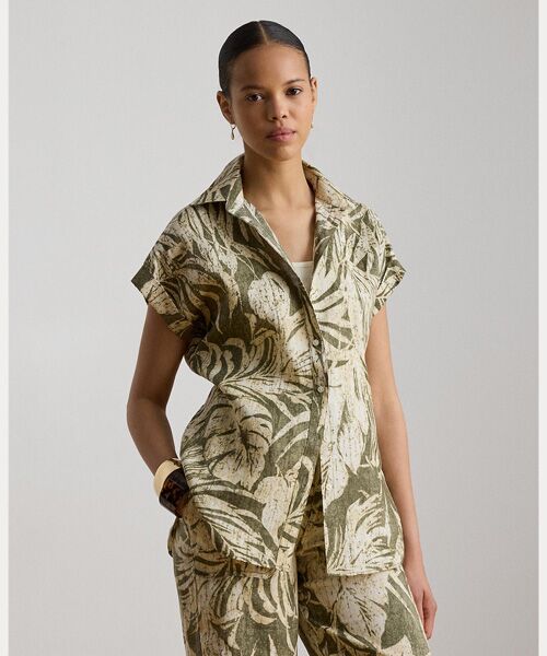 LAUREN RALPH LAUREN / ローレン ラルフ ローレン シャツ・ブラウス | リラックス フィット プリント ショートスリーブ シャツ（310グリーン）