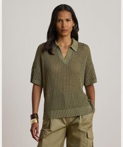 LAUREN RALPH LAUREN / ローレン ラルフ ローレン ニット・セーター | リネンブレンド メッシュ ショートスリーブ セーター