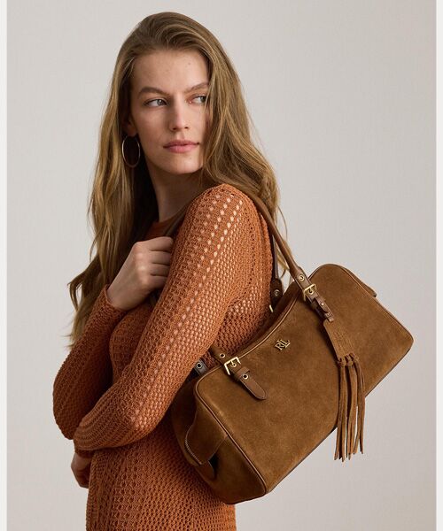 LAUREN RALPH LAUREN / ローレン ラルフ ローレン ショルダーバッグ | スエード ラージ Marcy ジップ サッチェル | 詳細5