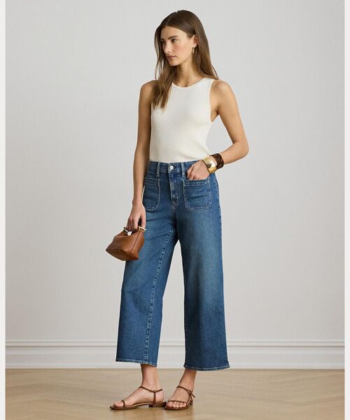 LAUREN RALPH LAUREN / ローレン ラルフ ローレン デニムパンツ | ハイライズ ワイドレッグ ジーンズ(400ブルー)