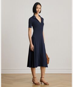 LAUREN RALPH LAUREN / ローレン ラルフ ローレン ミニ丈・ひざ丈ワンピース | リブニット エルボースリーブ ポロ ドレス