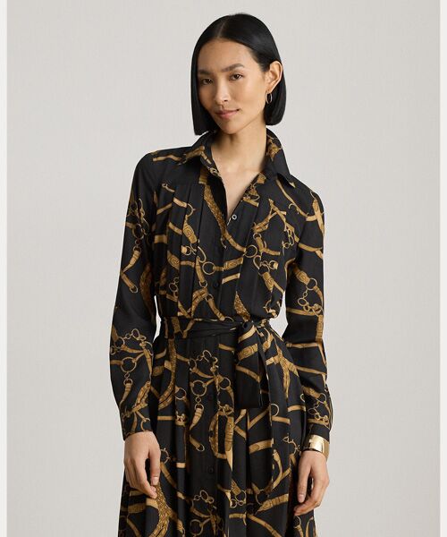 LAUREN RALPH LAUREN / ローレン ラルフ ローレン ロング・マキシ丈ワンピース | ベルティングプリント プリーテッド クレープ シャツドレス | 詳細2