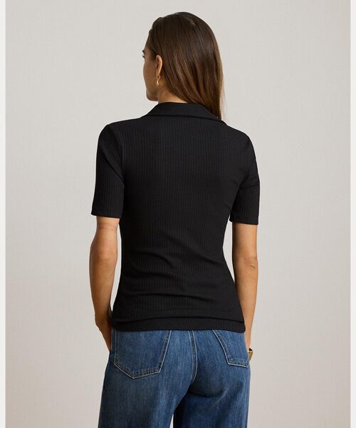 LAUREN RALPH LAUREN / ローレン ラルフ ローレン Tシャツ | リブニット エルボースリーブ ポロ Tシャツ | 詳細3