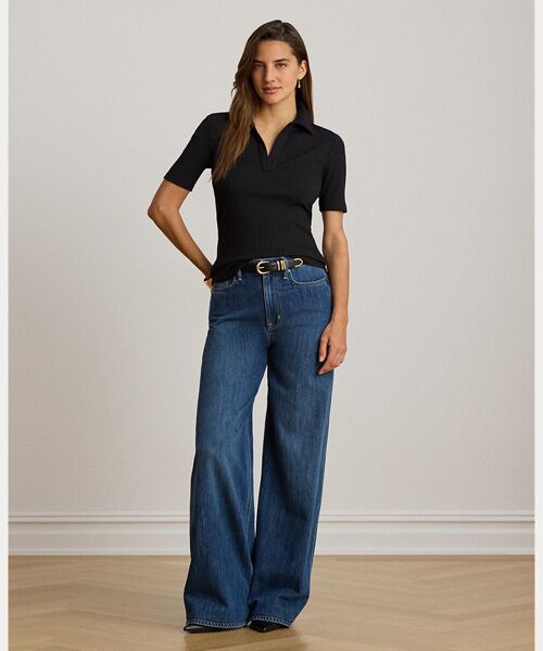 LAUREN RALPH LAUREN / ローレン ラルフ ローレン Tシャツ | リブニット エルボースリーブ ポロ Tシャツ | 詳細5
