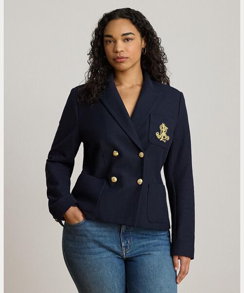 LAUREN RALPH LAUREN / ローレン ラルフ ローレン テーラードジャケット | ダブルブレステッド ストレッチ ピケ ブレザー | 詳細7