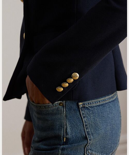 LAUREN RALPH LAUREN / ローレン ラルフ ローレン テーラードジャケット | ダブルブレステッド ストレッチ ピケ ブレザー | 詳細5