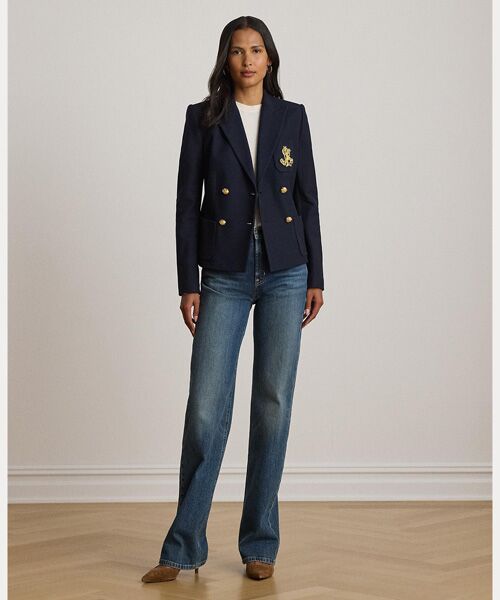 LAUREN RALPH LAUREN / ローレン ラルフ ローレン テーラードジャケット | ダブルブレステッド ストレッチ ピケ ブレザー | 詳細6