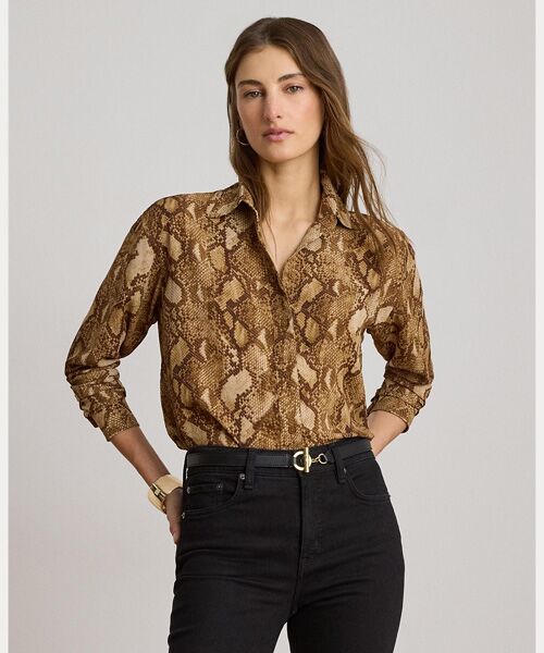 LAUREN RALPH LAUREN / ローレン ラルフ ローレン シャツ・ブラウス | リラックス フィット パイソンプリント ジョーゼット シャツ（270ブラウン）