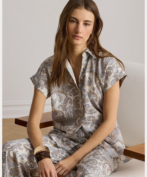 LAUREN RALPH LAUREN / ローレン ラルフ ローレン シャツ・ブラウス | リラックス フィット ペイズリー ショートスリーブ シャツ（100ホワイト）