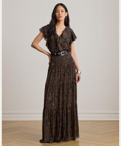 LAUREN RALPH LAUREN / ローレン ラルフ ローレン ロング・マキシ丈スカート | ペイズリー ジョーゼット ティアード マキシスカート