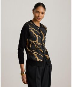 LAUREN RALPH LAUREN / ローレン ラルフ ローレン カーディガン・ボレロ | ベルティングプリント コットンブレンド カーディガン