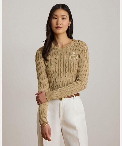 LAUREN RALPH LAUREN / ローレン ラルフ ローレン ニット・セーター | ボタントリム ケーブルニット セーター（270ブラウン）