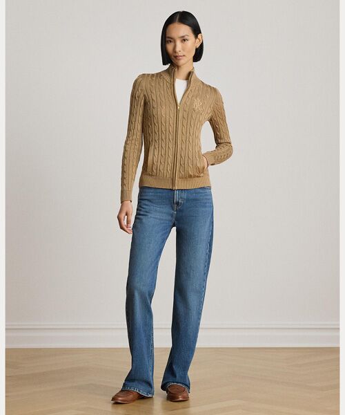 LAUREN RALPH LAUREN / ローレン ラルフ ローレン ニット・セーター | ケーブルニット フルジップ モックネック セーター | 詳細5