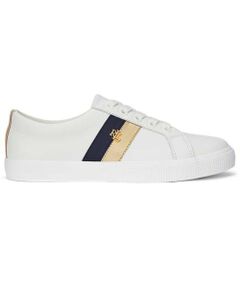 LAUREN RALPH LAUREN SHOES / ローレンラルフローレンシューズ スニーカー | ローレン ラルフローレン R91G JANSON II レザースニーカー ホワイトゴールド