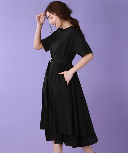 セール Web別注 ベルト付き 綿素材の半袖ボリュームフレアーワンピース ワンピース Lautreamont ロートレアモン ファッション通販 タカシマヤファッションスクエア