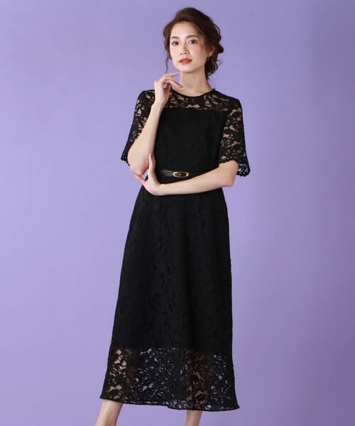 セール ベルト付きフィット フレアーレースワンピース ワンピース Lautreamont ロートレアモン ファッション通販 タカシマヤファッションスクエア