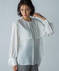 しわになりにくいビックカラーブラウス≪洗濯機で洗える≫