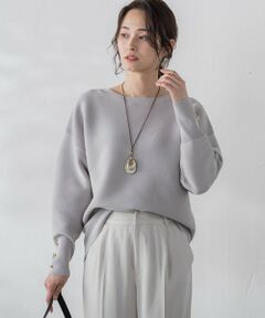 【WEB限定】袖口ボタンニットプルオーバー≪Lサイズあり/洗える≫