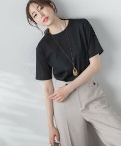 【WEB限定】【3サイズ】5分袖ニットTシャツ≪洗濯機で洗える≫