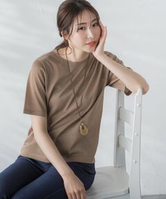 【WEB限定】【3サイズ】5分袖ニットTシャツ≪洗濯機で洗える≫