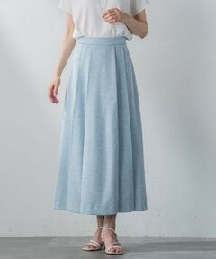 【WEB＆一部店舗限定】リネンワイドタックスカート≪洗濯機で洗える≫