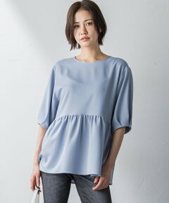 【WEB限定】UV＆接触冷感ストレッチペプラムブラウス≪洗濯機で洗える≫