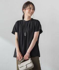 【WEB限定】リラックス×きれいサテン半袖ブラウス≪接触冷感/洗える≫