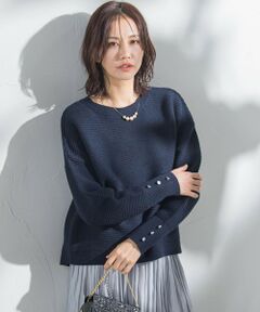 【WEB限定】袖ボタンガーターニット≪手洗い可能≫