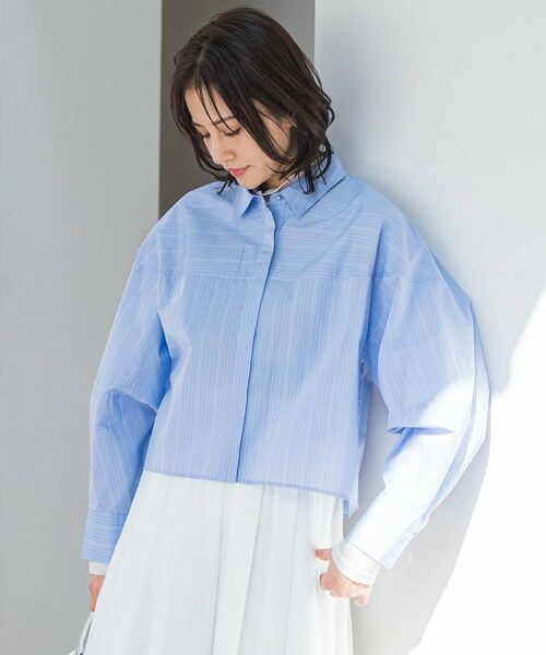 LAUTREAMONT/ロートレアモン エフォートレスクロップドシャツ≪洗濯機で洗える≫ ブルー系その他 9号 LAUTREAMONT/ロートレアモン エフォートレスクロップドシャツ≪洗濯機で洗える≫ ブルー系その他 9号