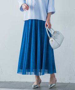 LAUTREAMONT / ロートレアモン ミニ・ひざ丈スカート | シアーデニムエアリーチュールスカート≪洗濯機で洗える≫