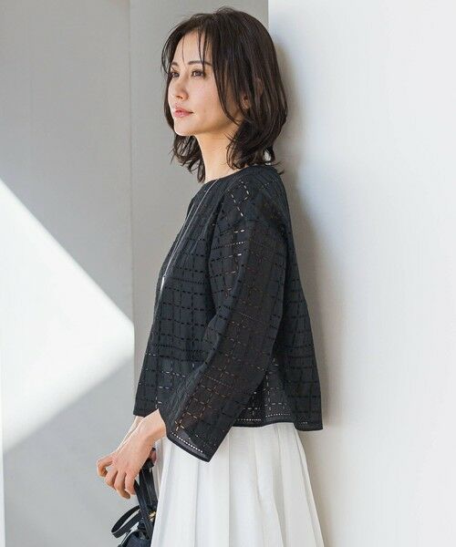 LAUTREAMONT/ロートレアモン レースクロップドブラウス≪洗濯機で洗える≫ ブラック 9号 LAUTREAMONT/ロートレアモン レースクロップドブラウス≪洗濯機で洗える≫ ブラック 9号